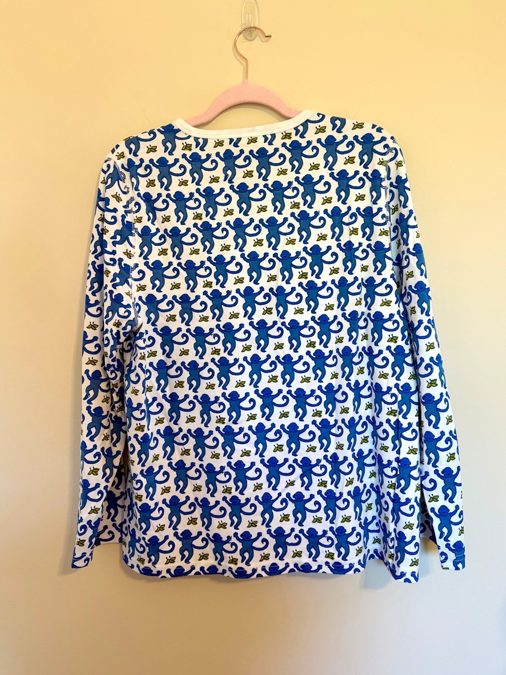 Roller Rabbit Blue Monkey Pajamas Set Long Sleeve Size L - Picture 8 of 10
